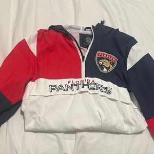 Florida Panthers Windbreaker Colorblock Pullover Hoodie Jacket Crewneck